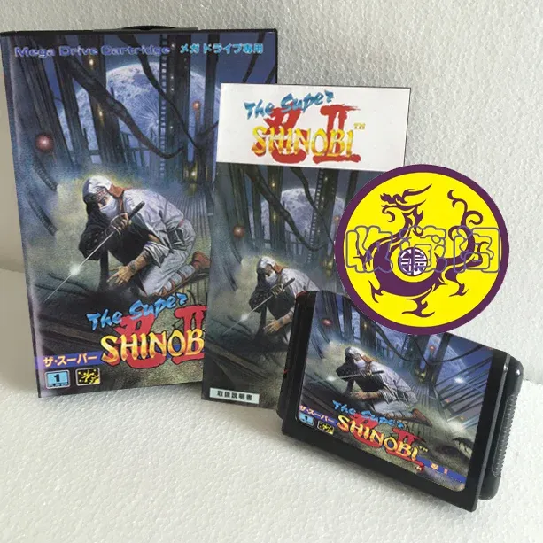 Accessories The Super Shinobi II with Box and Manual Cartridge for 16 Bit Sega MD Game Card MegaDrive Genesis System