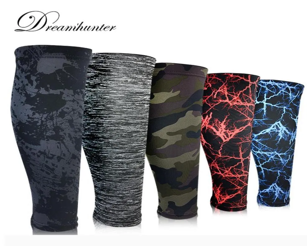 1 paar bedrukte camouflage kalf mouwen fitness shin guard compressie basketbal voetbal sokken rennen been brace protector5645298