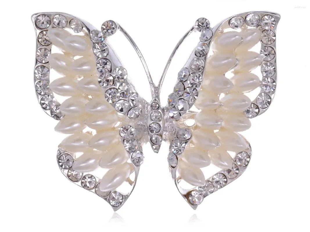 Brooches Silvery Tone Opal Like Stones Majestic Butterfly Statement Fashion Pin Brooch