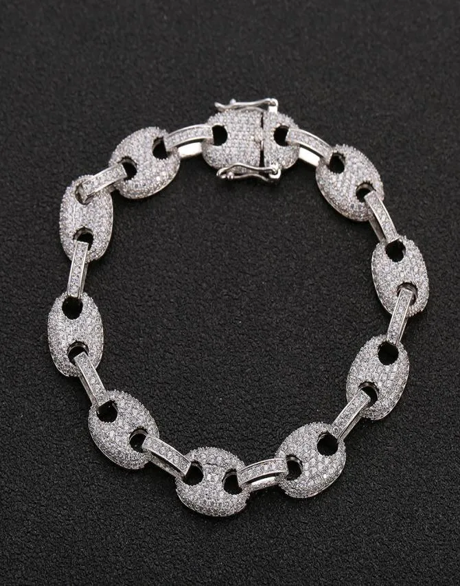 Zircon Bead Chain Bracelet Tennis Copper Material Gold Silver Color Bling CZ Men Hip hop Bracelets8605236