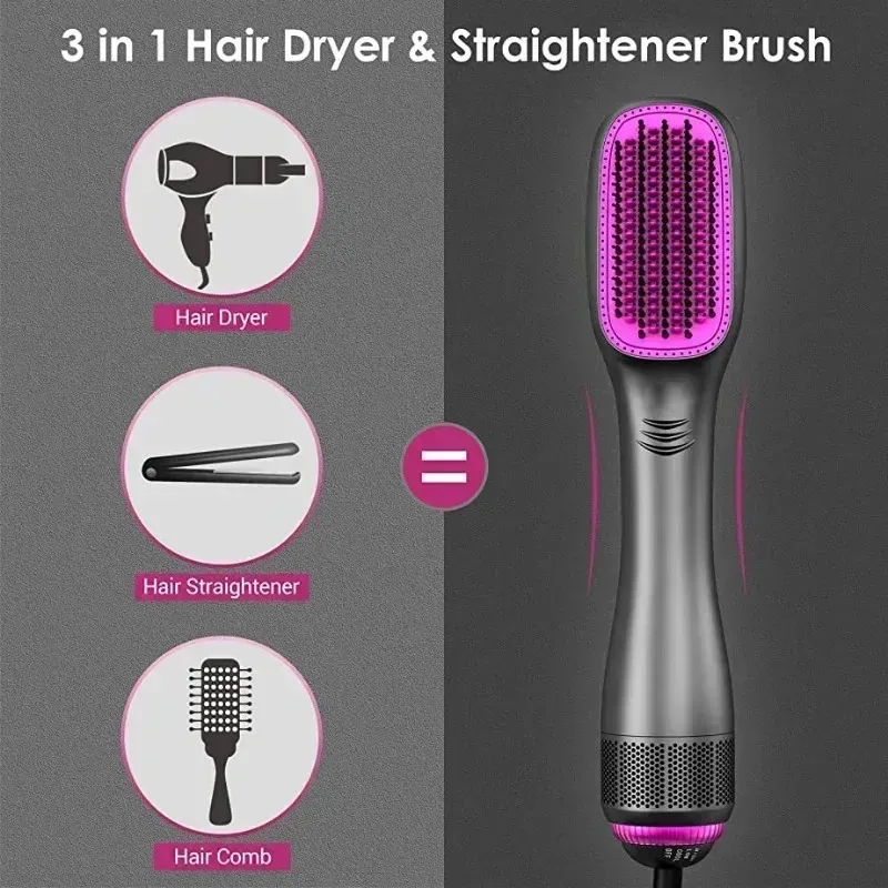 2024 Brosse de sèche-cheveux 3 en 1 pinceaux à air chaud 1200 W puissant en céramique Tourmaline Hair à lisseur