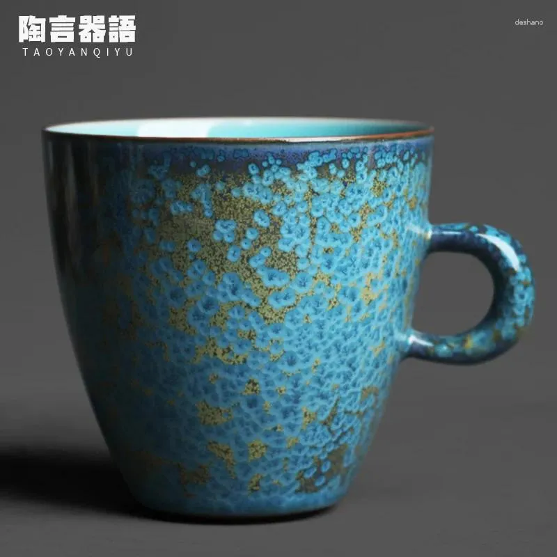 Mokken Blue Crystal Texture Golden Spot Hoogwaardige Mark Water Cup Retro Ceramic Home Office Coffee Milk Tea