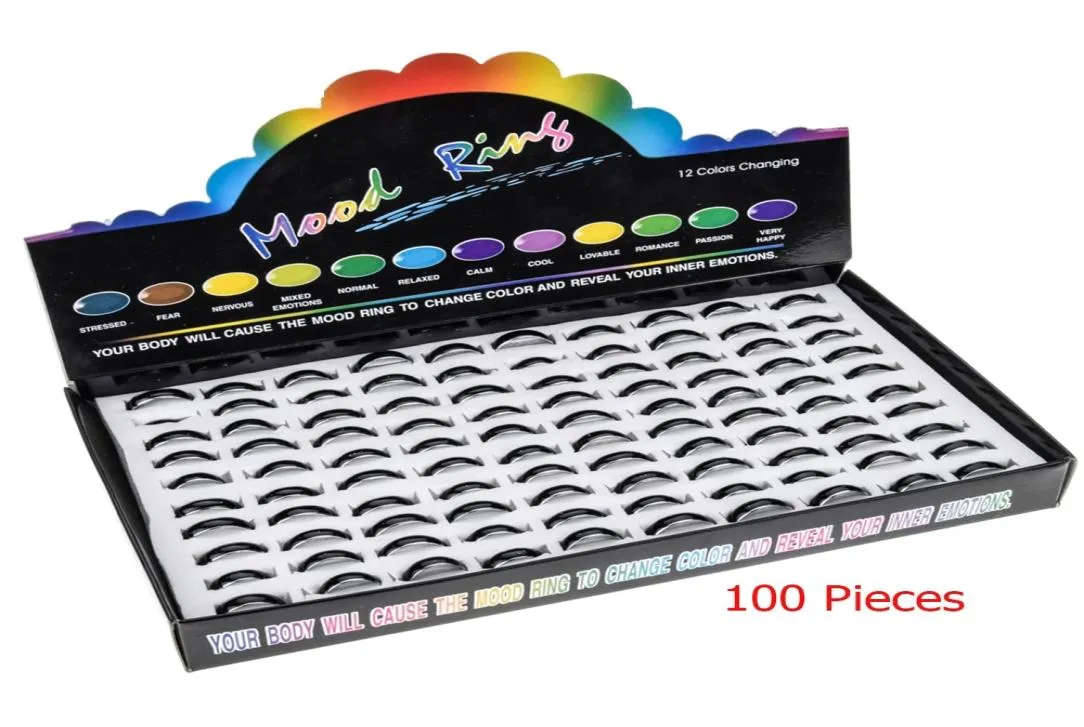 100pcslot en acier inoxydable mélange de mix taille Humeur change de couleur à la température révéler votre couple émotion intérieur couple Ring6172084