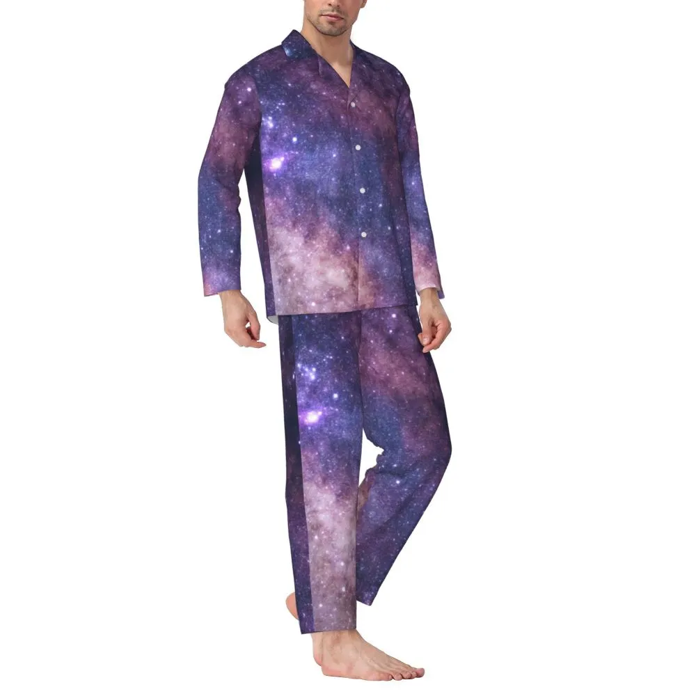 Men's Oversized Purple Starry Night loungewear set with