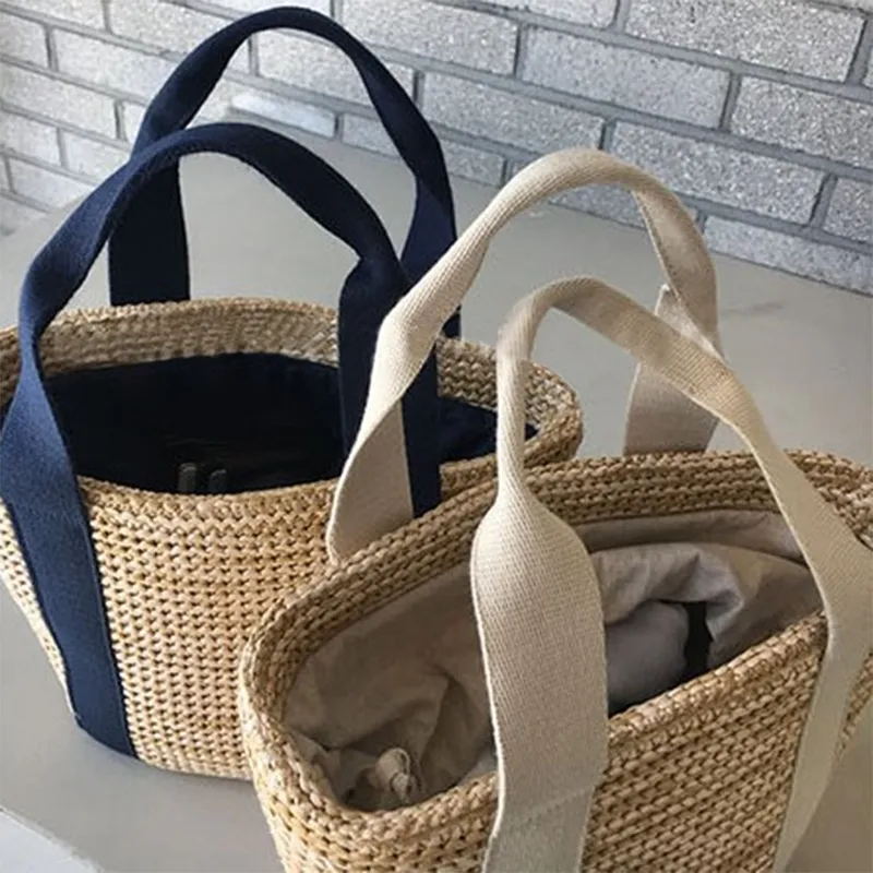 Women's Straw Summer Beach Tote Bag - Large Travel Hobo Bag with Top ...