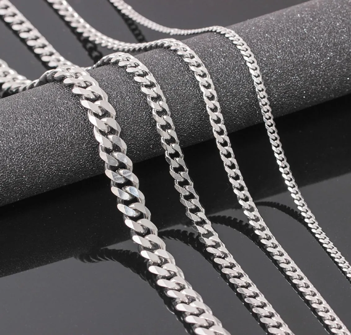 VRIUA Width 4569MM 1826 inch Customize Length Mens High Quality Stainls Steel Necklace Curb Cuban Link Chain Jewerly1219636