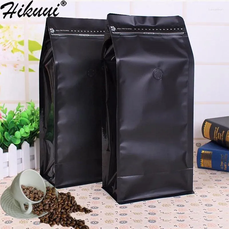 Förvaringspåsar matt kaffebönor med luftventil hög barriär aluminium folie platt botten stående pulver te nötter paket 8oz 16oz