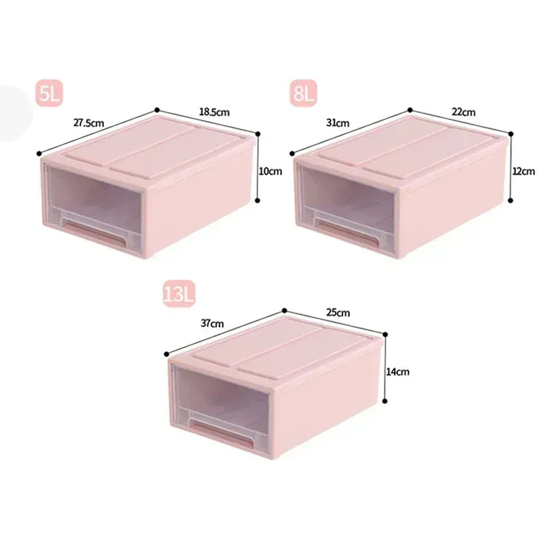 Large Plastic Drawer Storage Container Box - Stackable Sliding Wardrobe ...