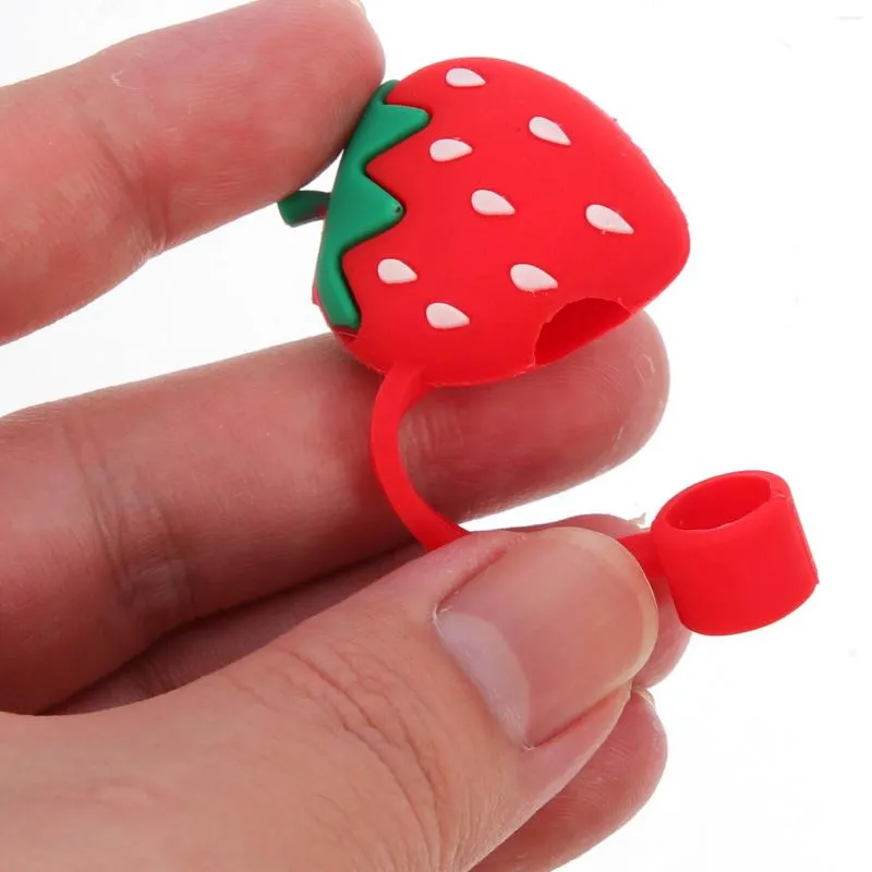 Wegwerpbekers rietjes 6 glazen karafels tips Mooie cartoonfruitsap Drinkdeksel- proof pluggen Cap Protector (gemengd