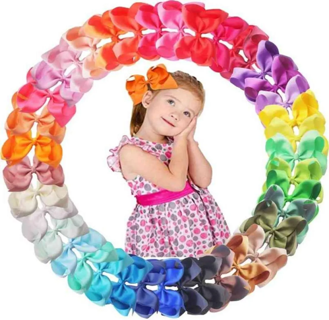 40 couleurs 6 pouces de cheveux Clips Clips Grands gros ruban grosgrain Bows Alligator Clips Accessoires de cheveux pour filles pour les enfants 21081747308