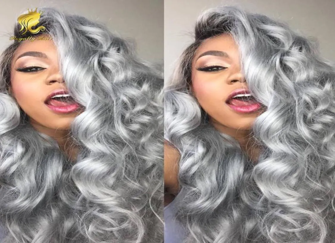 8A Grade Hair Wig Brazilian Glueless Full Lace Wigs 1b Grey Ombre Body Wave Human Hair Lace Front Wigs Black Women6664145