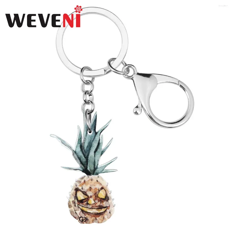 Keychains weveni acrylique halloween ananas clés de la clés de la chée longue maux de clés pour femmes hommes classiques cadeaux sacs de voiture accessoires