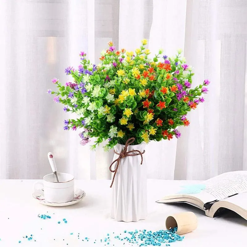 Dekorative Blumen künstlicher Eukalyptus 35 cm Plastikbouquet Gartenbüsche Dekor Gefälschte Blume Hochzeit Home Party Schlafzimmer Dekoration