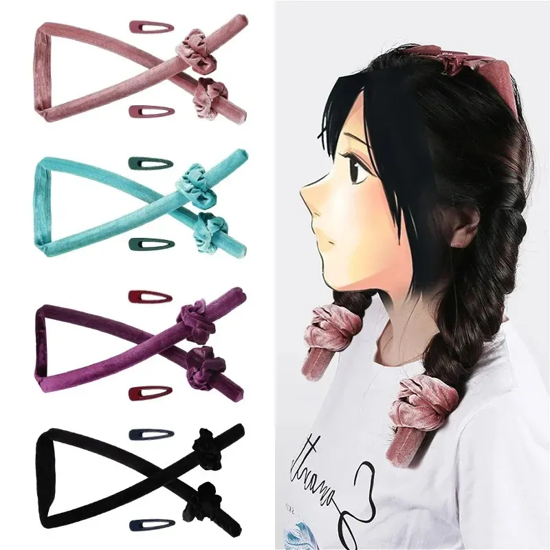 2024 Magische haarkrullen stylinggereedschap Handeloze krullen Rollers Ribbon Slapen Heatless Velvet krullen Iron Accesorios Para El Cabello - voor