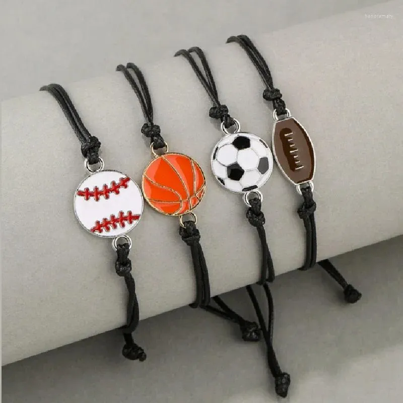 Pulseira de charme pulseira para amizade de basquete de basquete de rugby corda de corda de beisebol homens homens homens feitos à mão jóias de tranças