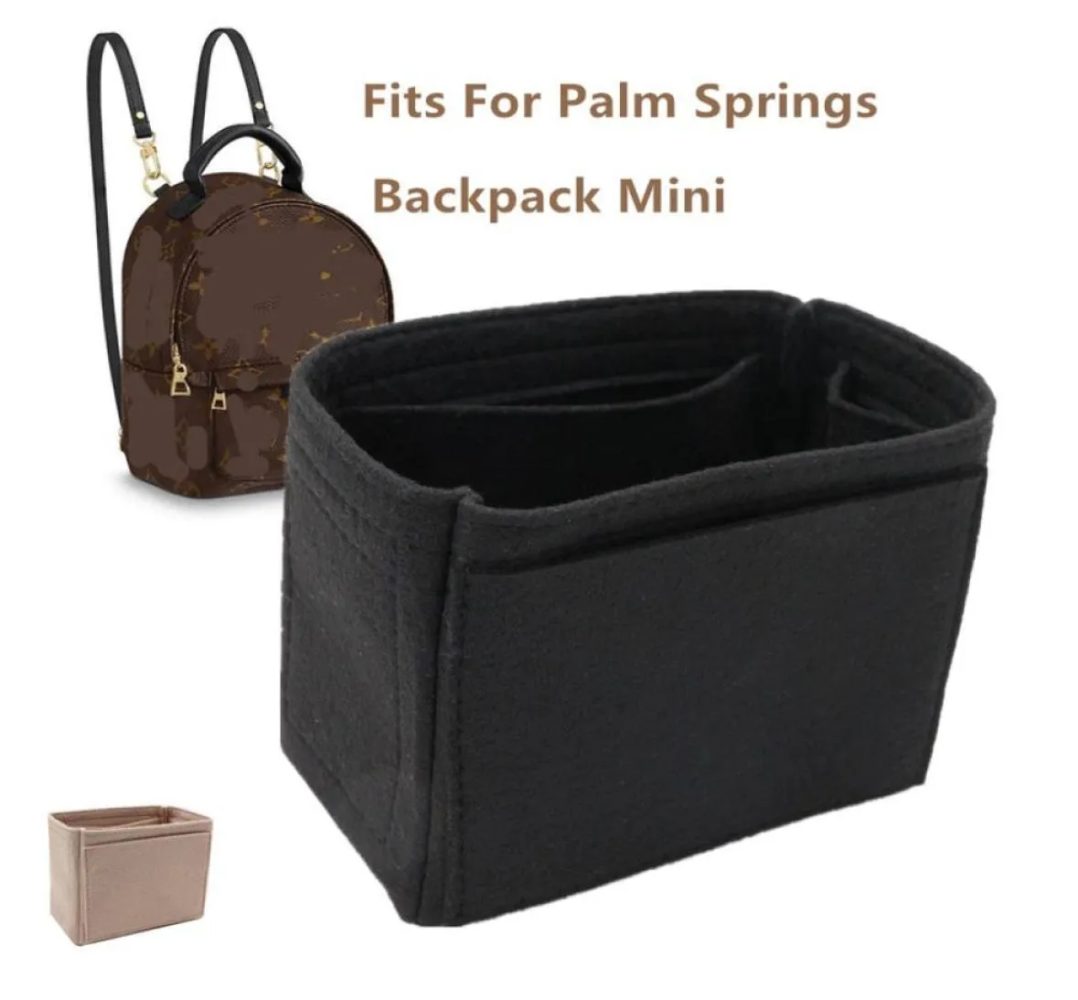 Dopasowanie do Palm Springs Torby do przechowywania plecak Feel Makeup Palm Bag Organizer Wkładka Organizator Wkładka Travel kosmetyczna torba 22060992069809