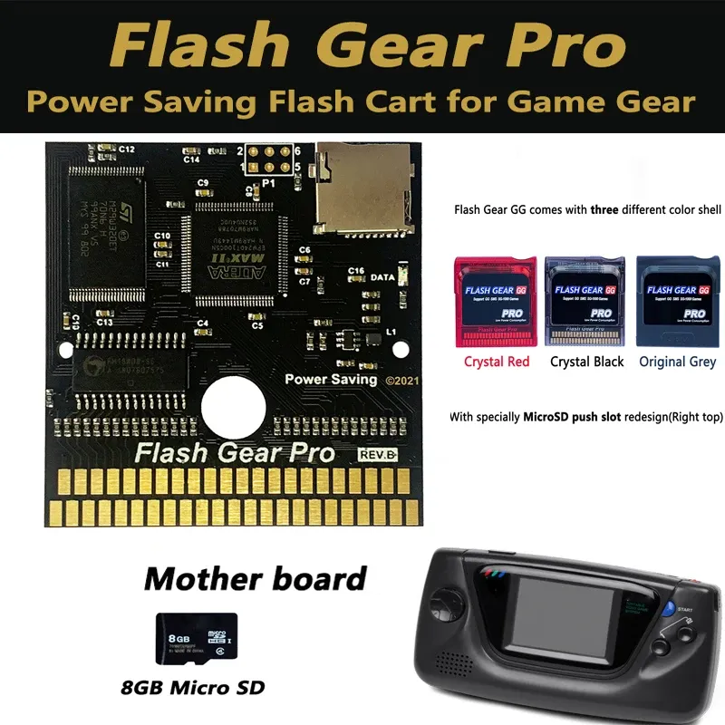 Accessories 2020 New Flash Gear Pro Game Cartridge Card for SEGA Game Gear Console with 8G full games tf card 1A low power version card