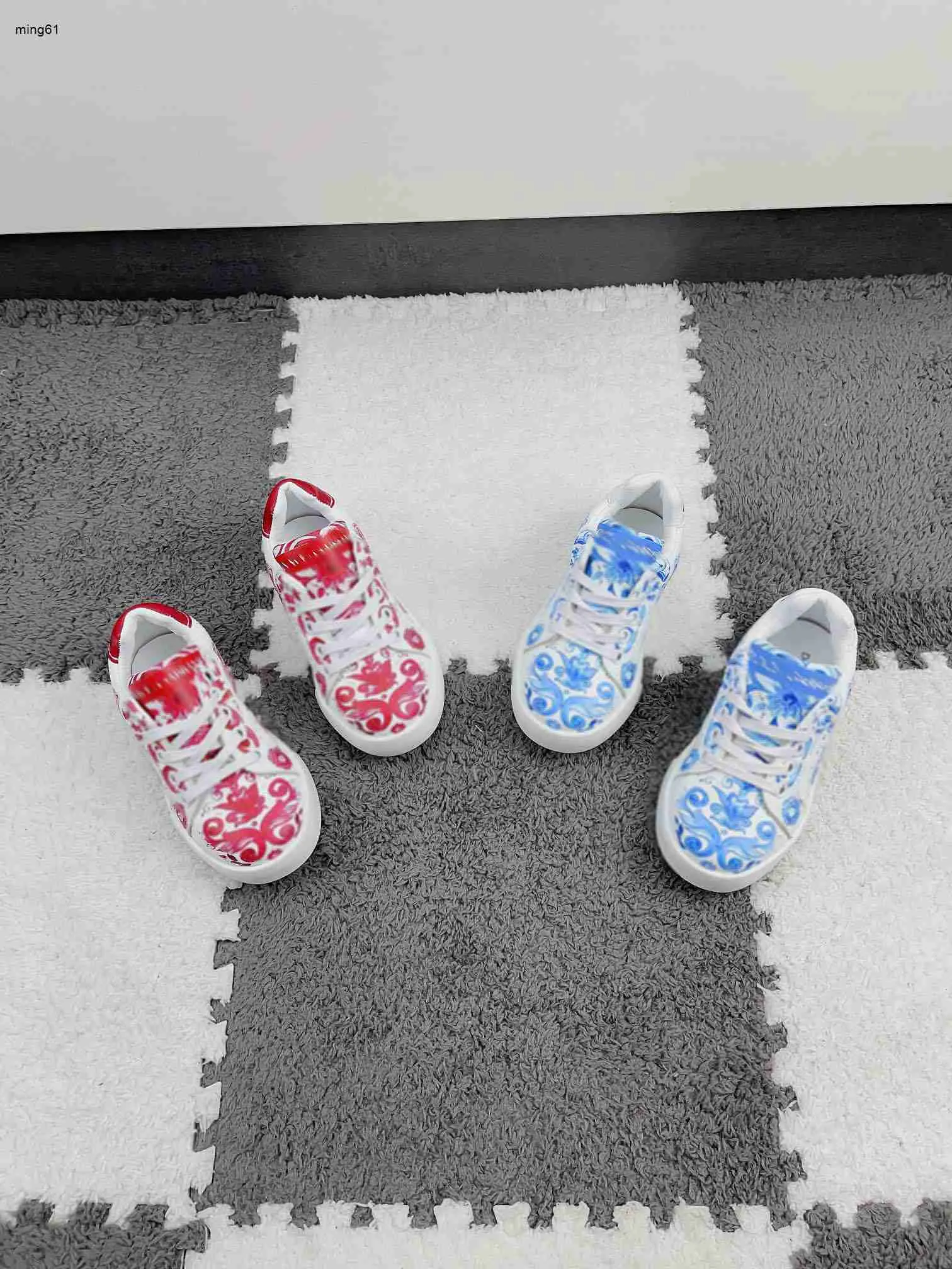 Brand kids Sneakers Red and blue pattern design baby shoes Size 26-35 Box protection girls board shoes designer boys shoes 24April