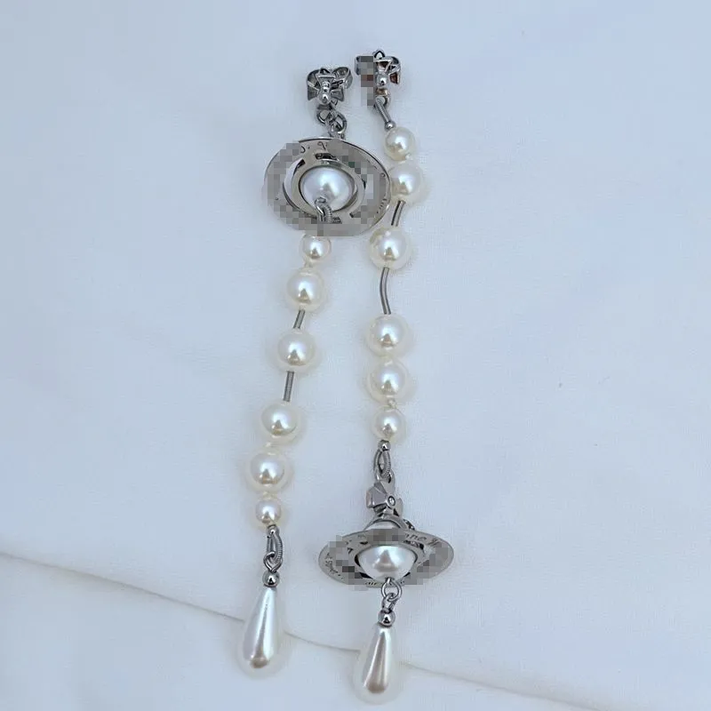 Retro Luxury Saturn Charm Earrings Designer Pearl Earrings Water Droplet Shaped Pearl Necklace