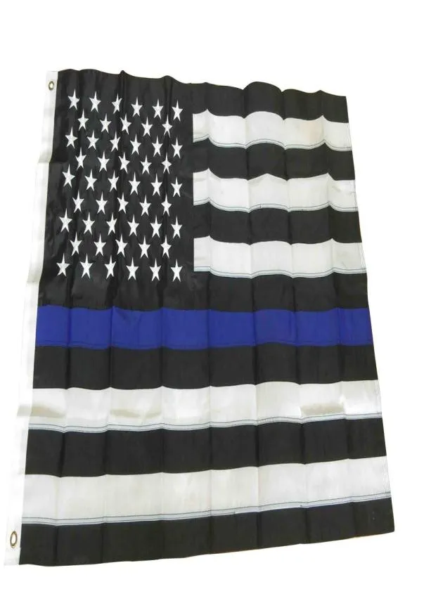 Blue Line Flag 3 x 5 ft 210d Oxford Nylon med broderade stjärnor och sy ränder Amerikanska flagg3726107