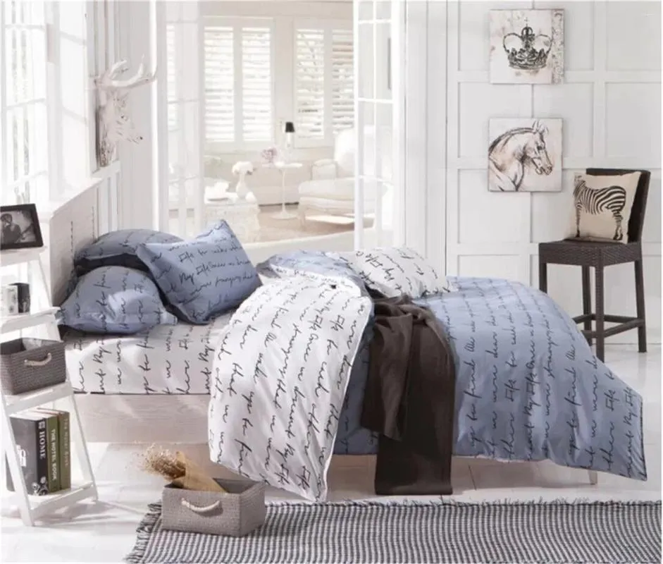 Bettwäsche Sets Liebesbrief Einfacher Mode Quilt Cover Kissenbezug ohne Bettblatt Set
