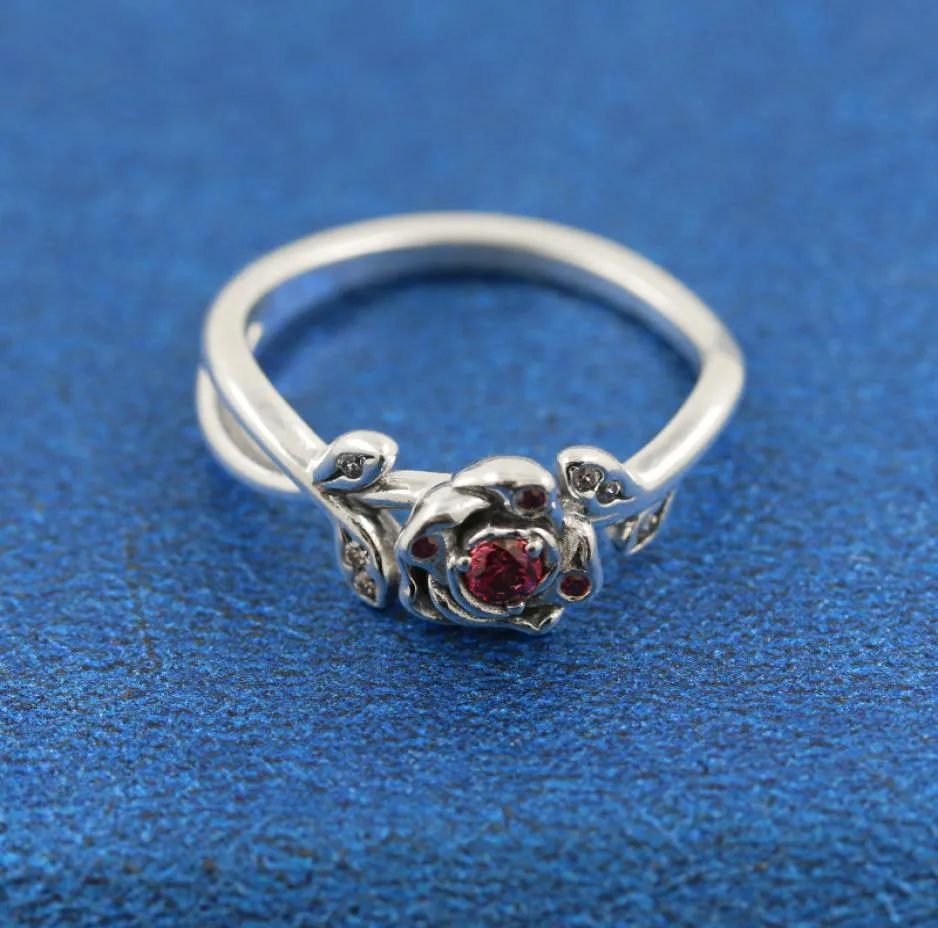 Anello di fiori rosa in argento sterling al 100% 925 con pietra CZ Fit P Gioielli Impegno per matrimoni Amanti Fashion Ring8909333