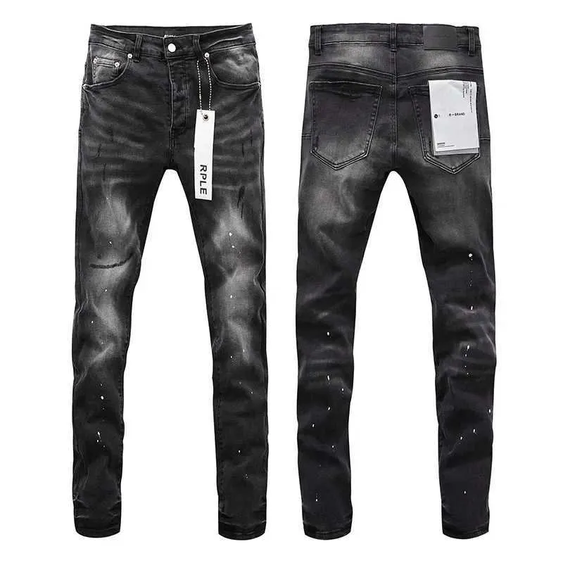 Högkvalitativa varumärken Jeans Splashed Ink nödställda motorcykel Stylish och Slim Pants