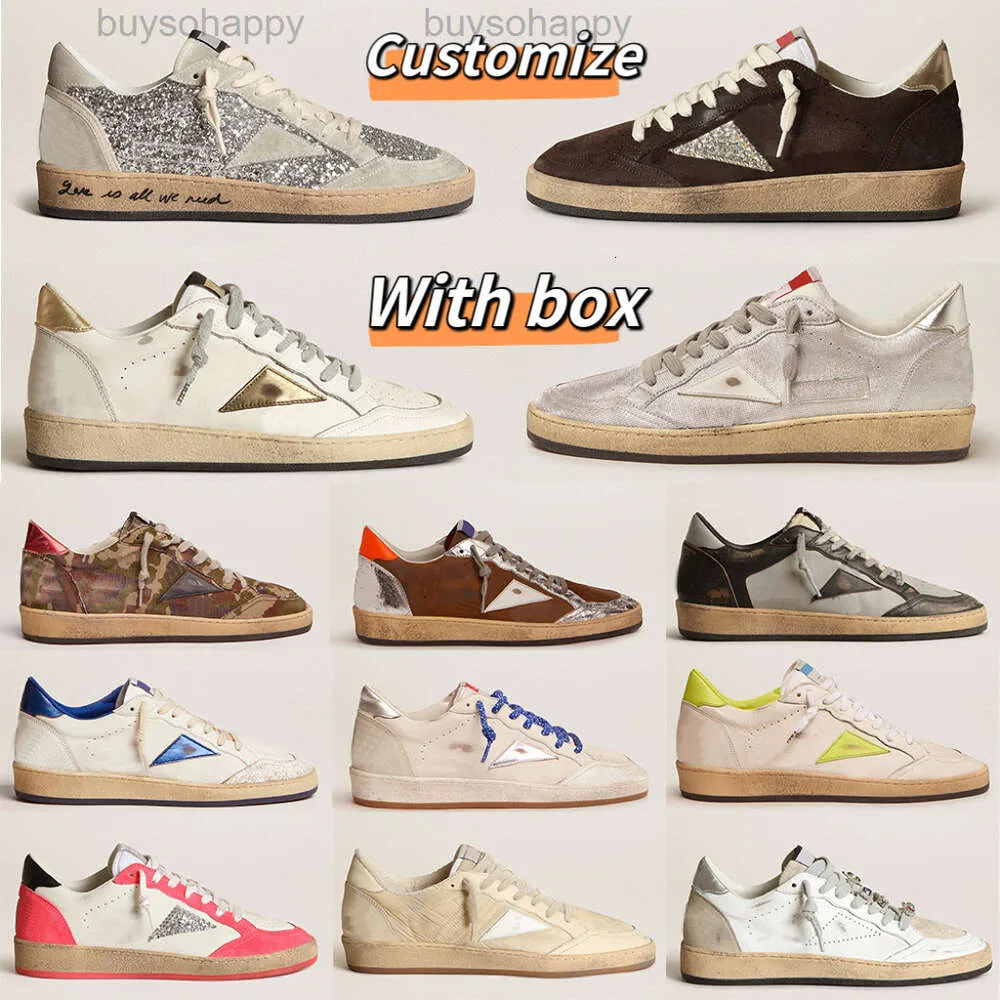 Designer Golden Casual Shoes Women Super Star Brand New Release Ball Star Star Luxury Shoe Italie Sneakers Sequin Classic White Do Old Dirty Men Sneakers Lace Up Shoes 35-46