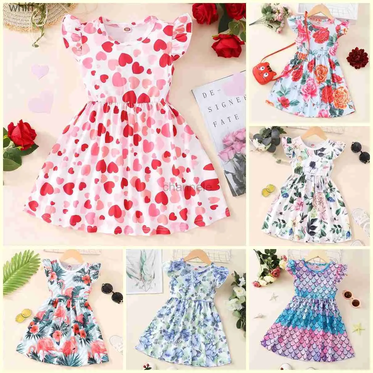 Girl's Dresses Girls Dresses 2023 dress baby girl for kids summer clothes short sleeve sweet everyday with floral toddler princess dress 2 3 4 5 6 years 240315 C240413