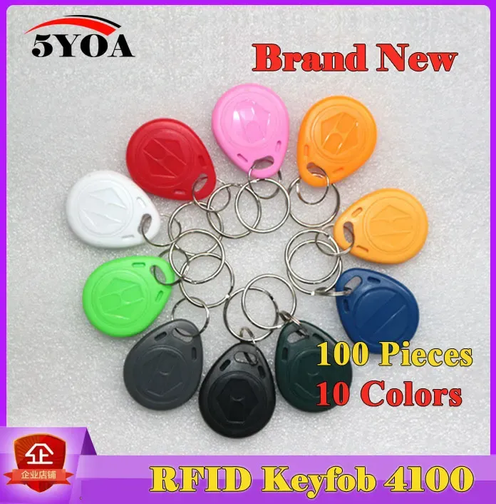 Rings 100 stcs Lees alleen RFID -tagsleutel FOB KeyFobs Keychain Ring Token 125kHz Proximity ID -kaart ChIP EM4100 TK4100 voor toegangscontrole