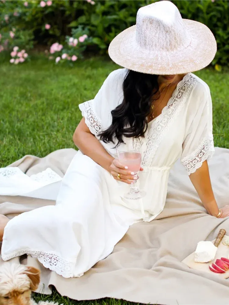 chinese dress ladies Parigi Lace Maxi Dress - Resort White Scalloped Shell Lace – The Islands