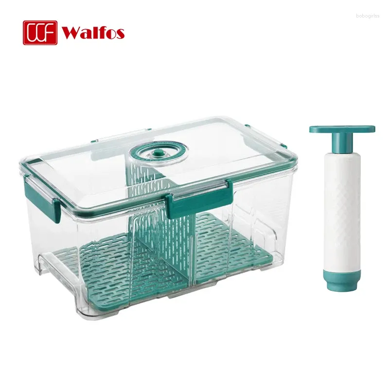 Bottiglie di stoccaggio Walfos 3Capacity Modalità manuale ad alto volume Rettangolo Quadrato Contenitore a vuoto Criso per capacità diversa cucina cucina