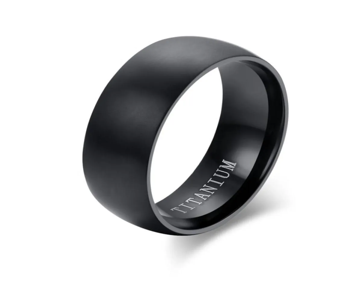 Aliança de casamento masculina em titânio preto anel de anel de anel de anel de anel de cúpula fosco fosco jóias masculinas bague masculinos anilos9261137