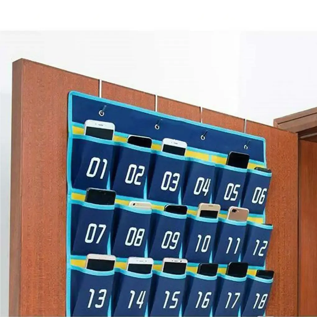 Calculators Numbered Pocket Chart Wall Hanging Classroom Decor Storage Bags with 4 Hooks for Cell Phones Calculator Holder 36 Cells