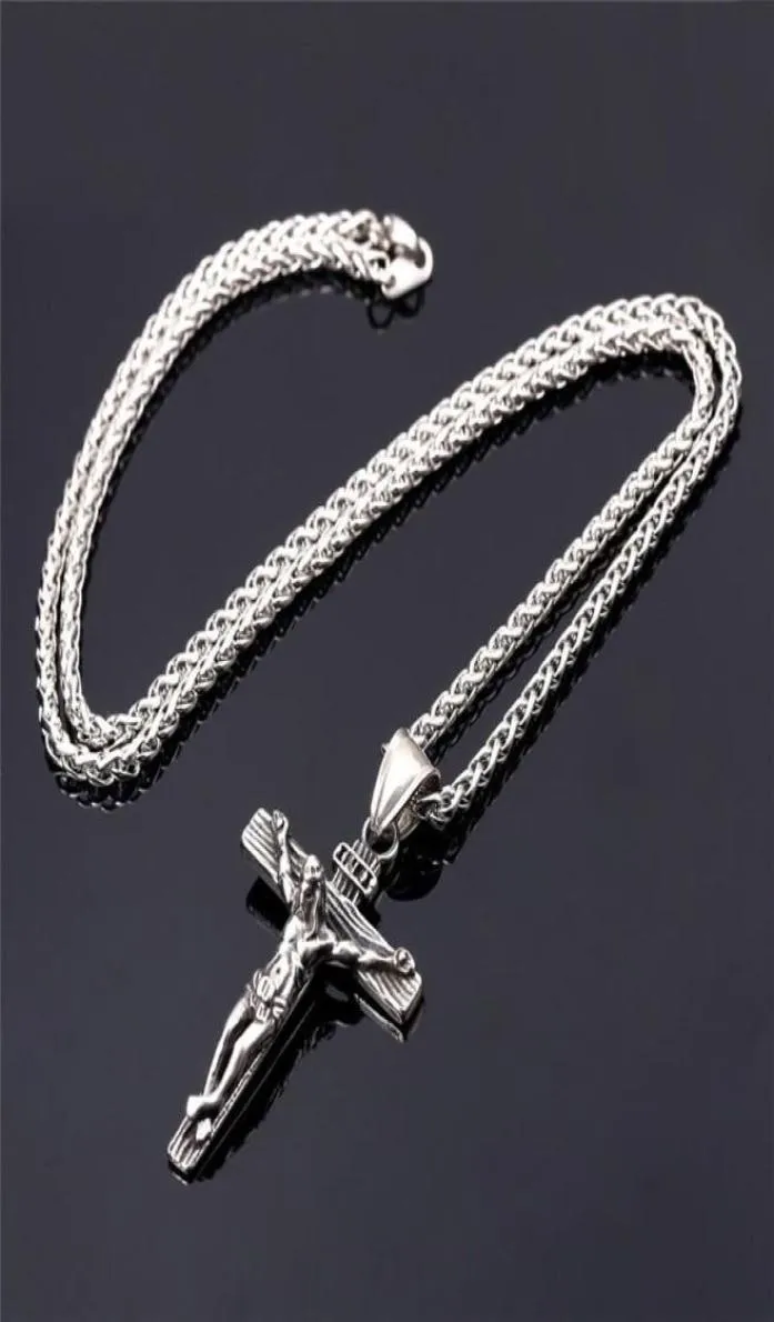 Chaînes Collier cross de Jésus religieux pour hommes Gol