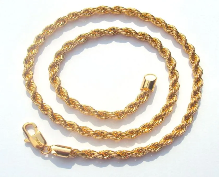 quotxupingquot högkvalitet rep kedja 6mm 14 k gul fin fasta guld gf tjock ed flätad mens hip hop 24quot tum nec1457367