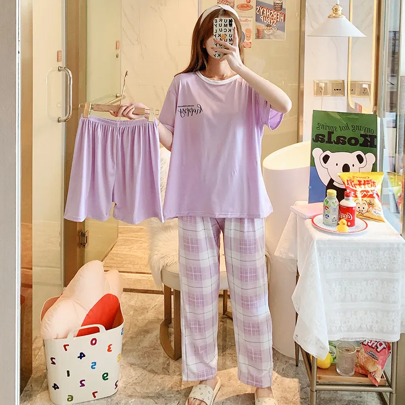 Anjue Women's Pajama Set - Short Sleeve Button-Down Top & Shorts, 95% Bamboo Viscose, Super Soft - Light Purple, XXL - View #9