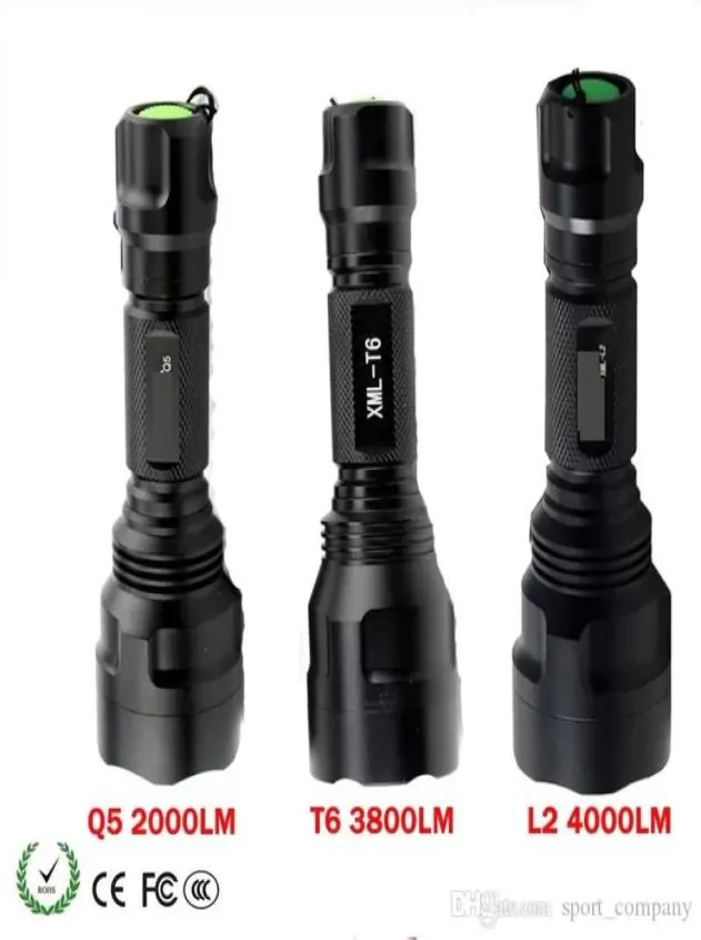 Flashlight LED di illuminazione luminosa XML T6 L2 Q5 Q5 Torcia tattica ricaricabile Lampada Torcia Light MODE IMPERATURA 7099751