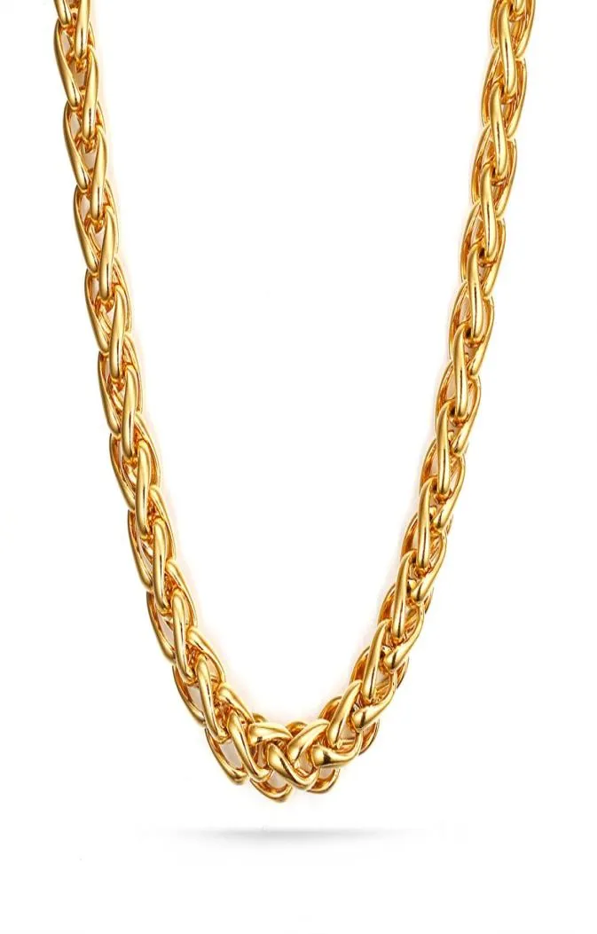 Eccezionale venduta venduta in oro inossidabile inossidabile da 7 mm in acciaio di grano in treccia collana a cordolo 28QUOT Nuovo design per Men0396694808