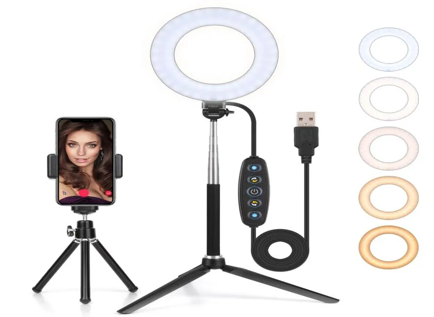 Pierścień LED Światło ściemnialiczne 6 -calowe makijaż Pierścień Pierścień z statywem stojak na selfie przyklejanie światła do streaming2939441