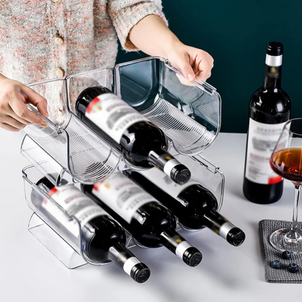 Stackable Wine Rack Bottle Holder 1/2/3 Tier Kitchen Refrigerator ...