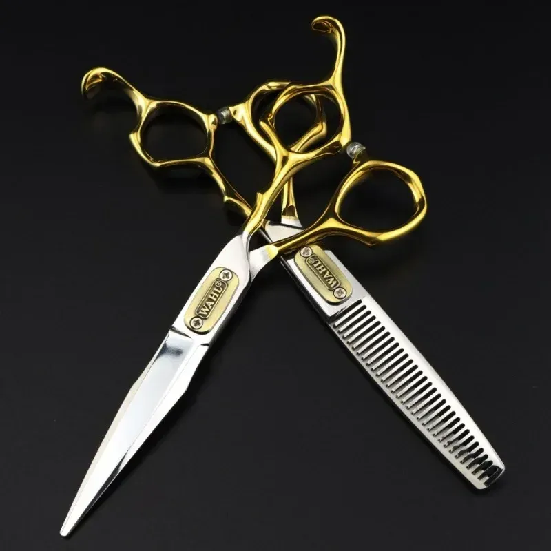 Professional Japan 440c Steel 6 Inch Bull Head Hair Cutting Scissors Haircut Thinning Barber Cut Shears Hairdressing Scissors