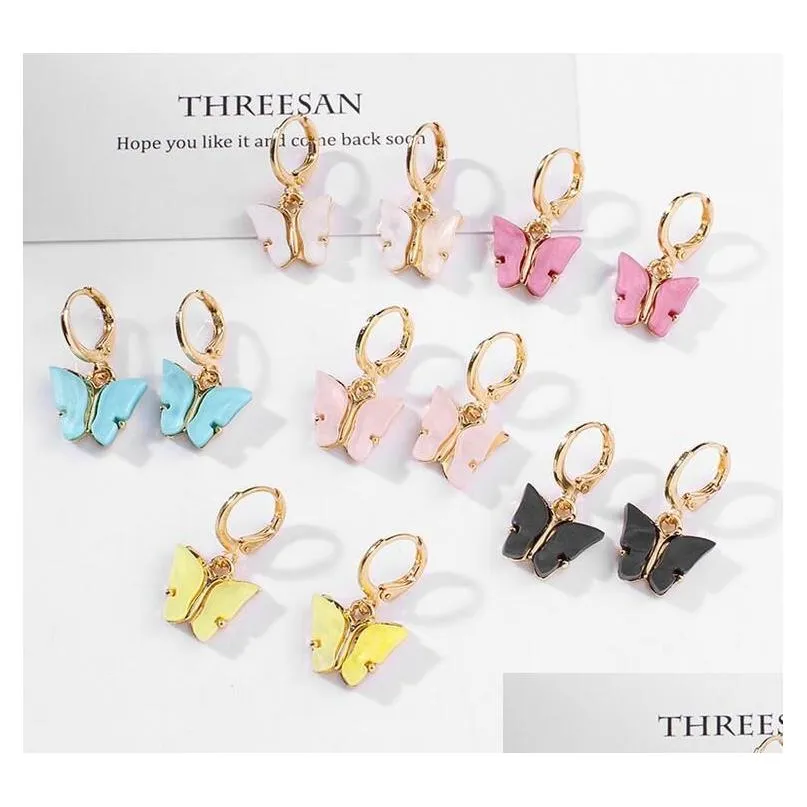 Candelier Dangle New Fashion Pendings Color Acrílico Mariposa pequeña Color Fresh Sweet Parring Fast Barco Drop entrega Joya Dhlf7