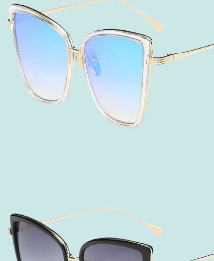 Designer di marchi occhiali da sole Cateye Donne in metallo vintage per specchio retrò Lunette de Soleil Femme Uv4003715167