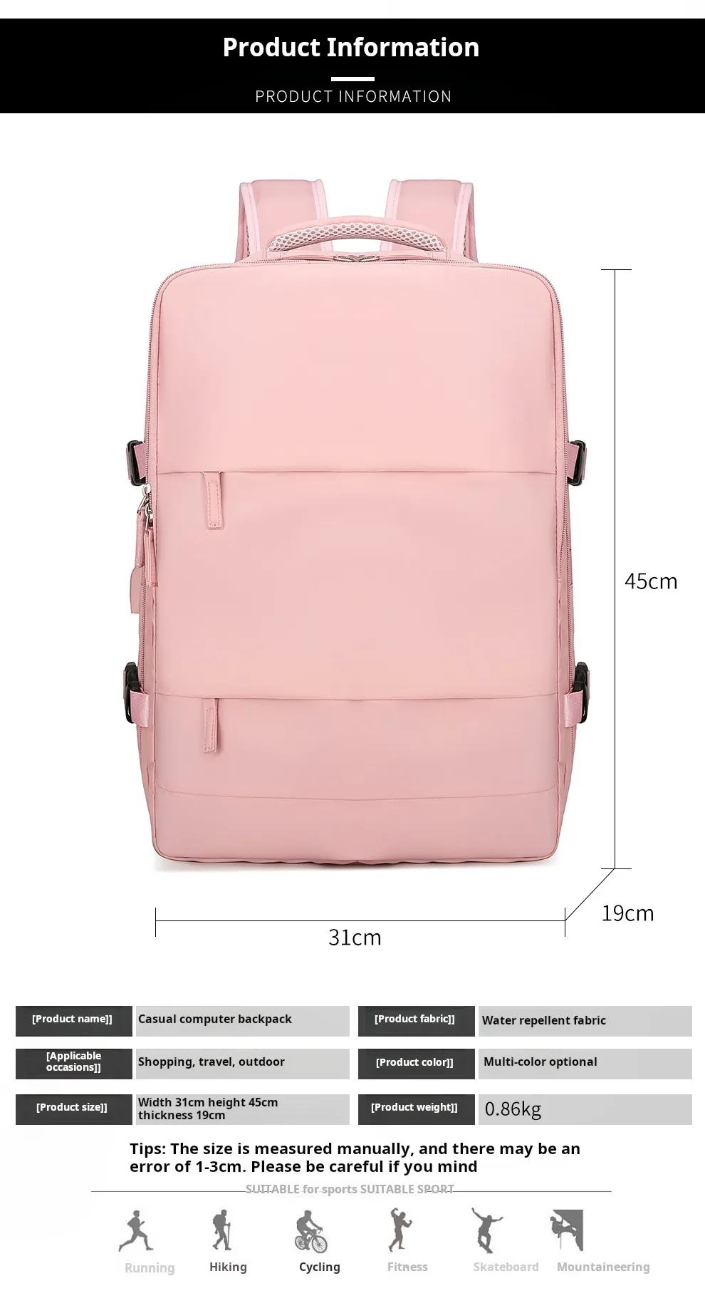 Women Laptop Backpack 16 Inch with USB Charging Port and  display picture 3