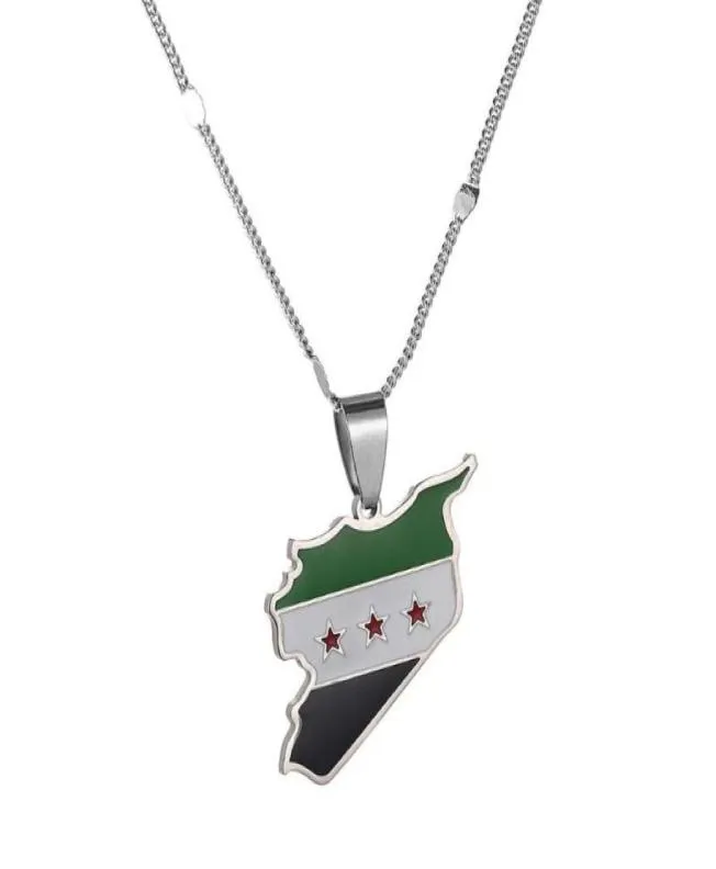 Hanger kettingen roestvrijstalen trendy Syrië kaartvlag Syriërs vrouwen sieraden9520951