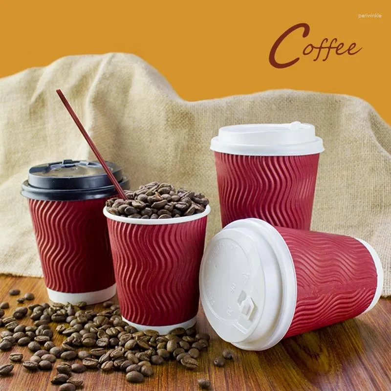 Disposable Cups Straws 50pcs/pack Paper 12oz Coffee Mug Milk Cup For Drinking Party Supplies