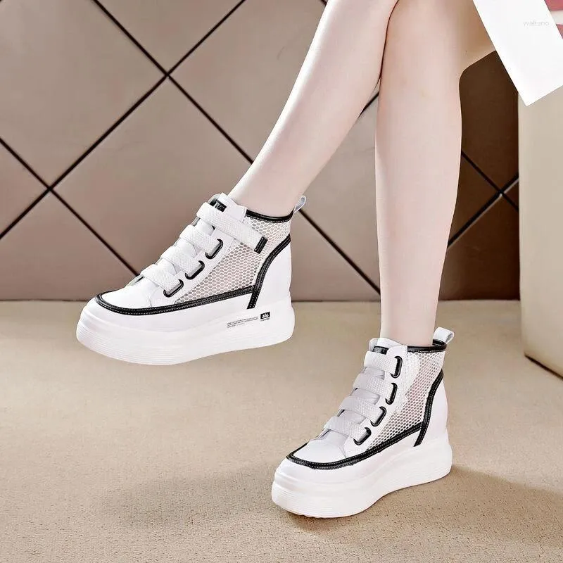 Casual Shoes Footwear 2024 High Top Women's Mesh Breathable Platform Black Female 39 Fashion A Shoe Spring Urban Autumn Y2k Trends