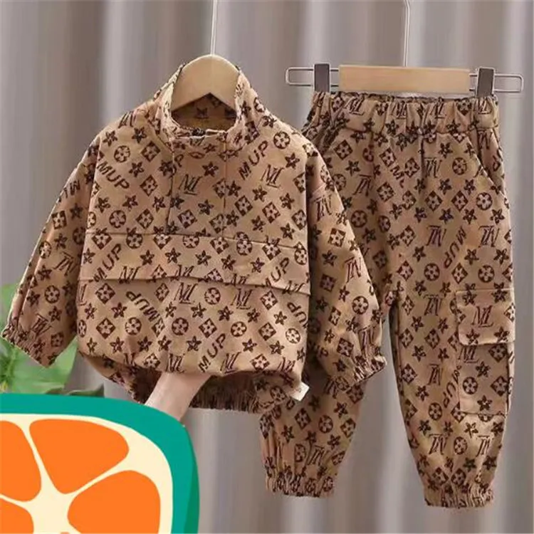 Nieuwe kinderen kledingsets Designer Boy Girl Cleren Boutique Toddler Baby Outfits Fashion Print Splicing Coats Pants Kinderen Bebes Jogging Suits Tracksuits
