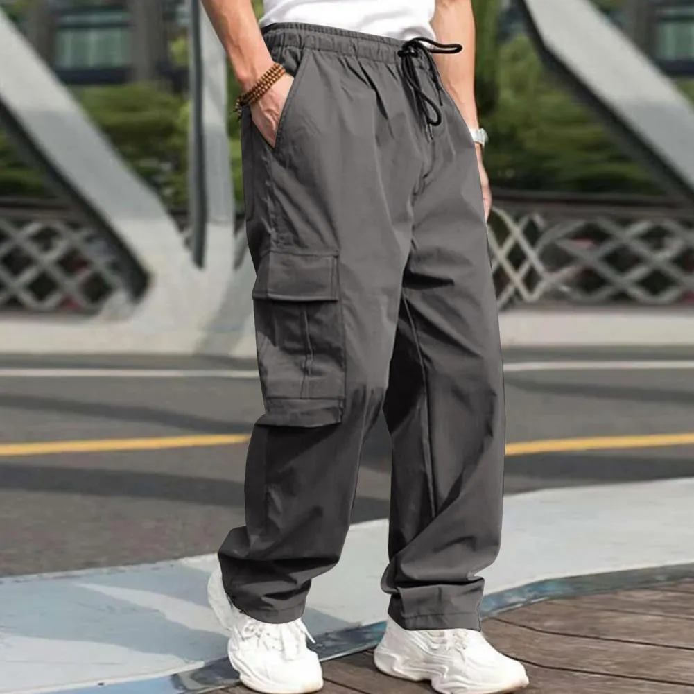 DHgate.com:Grey Oversized Cargo Joggers: Multi-Pocket Casual